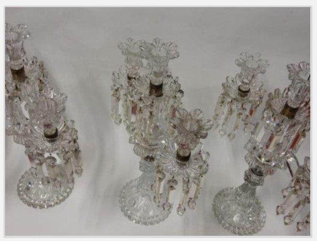 1950 ′ Series Of 4 Candlesticks With 2 Branches Beaded Sockets And Signed Baccarat Relief-photo-2