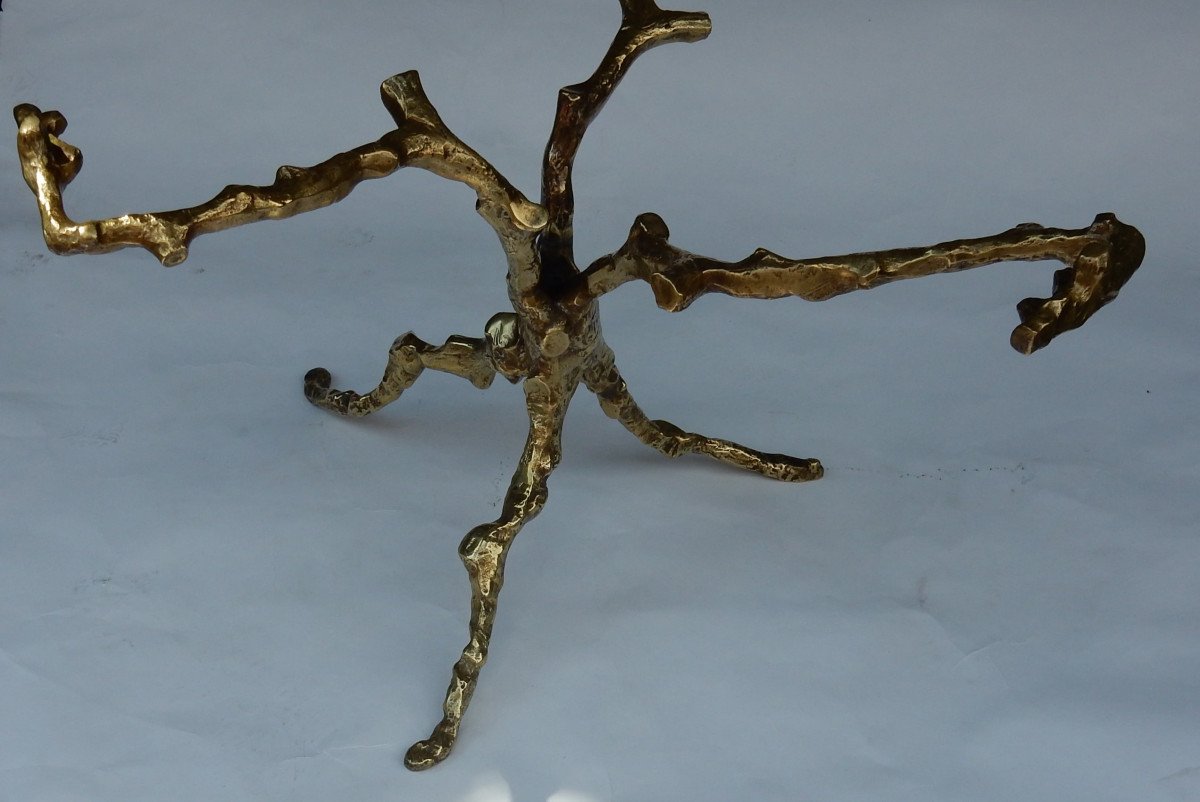 1970 ′ Coffee Table With Branches Gilt Bronze Dlg Agostini Diameter 75 Cm-photo-3