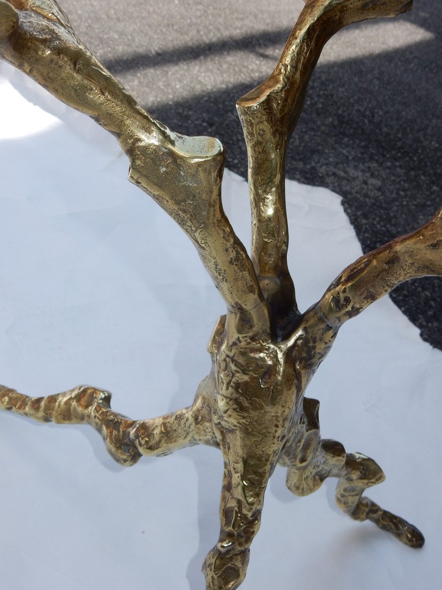 1970 ′ Coffee Table With Branches Gilt Bronze Dlg Agostini Diameter 75 Cm-photo-2