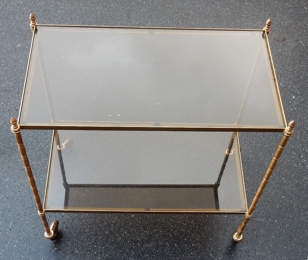 1950/70 'serving Trolley In Brass And Smoked Glass Maison Baguès-photo-2
