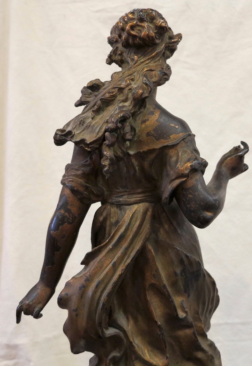 1890′ Statue Bronze Femme Signée Moreau-photo-3