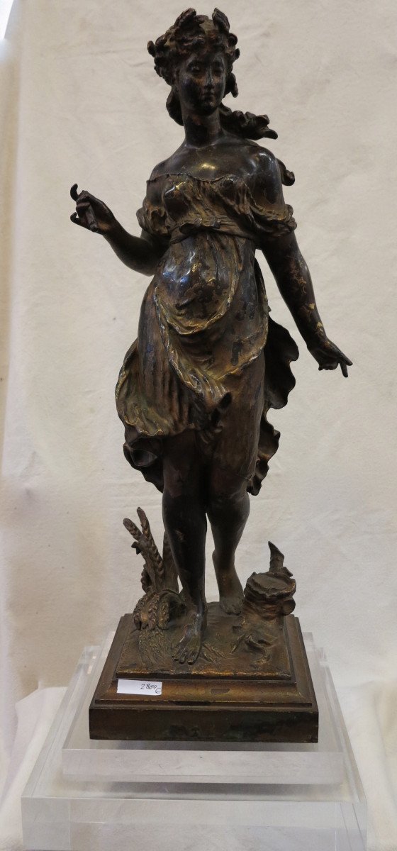 1890′ Statue Bronze Femme Signée Moreau