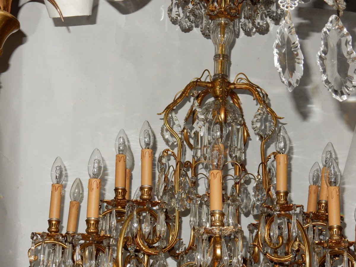 Cage Chandelier In Gilt Bronze 10 Arms 21 Light-photo-4