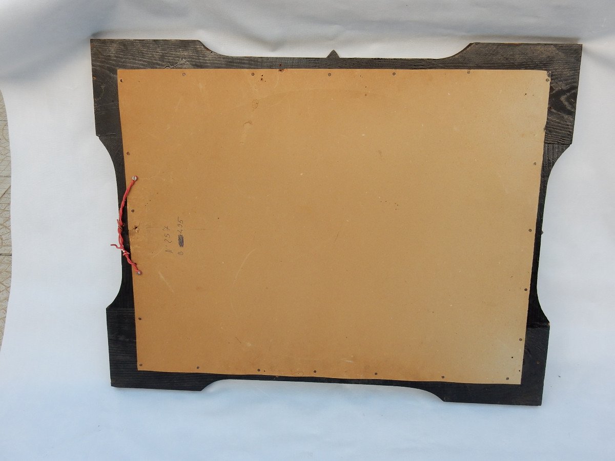 1950/70 ′ Venetian Cartridge Mirror, Beveled Oval 76 X 60 Cm-photo-1