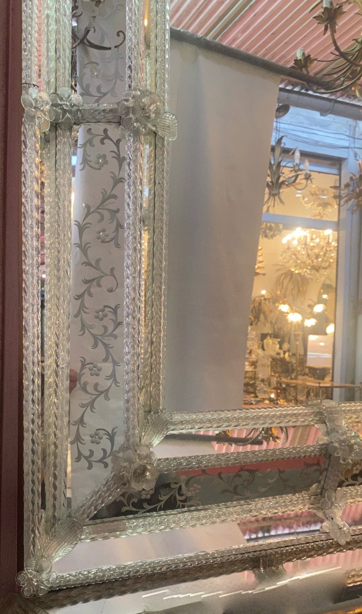 1950/70′ Veronese Style Murano Mirror Rectangular Pareclose With Reserve 102 X 122 Cm-photo-4