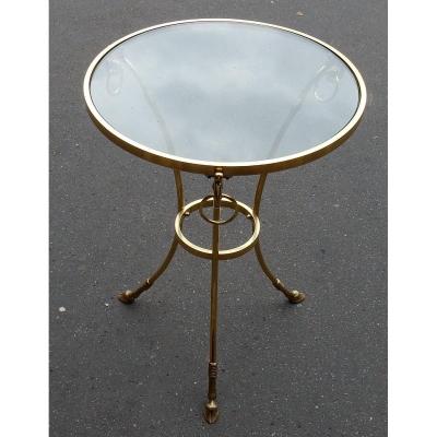 1970/80 'gilt Bronze Pedestal Table Glass Tray Maison Charles