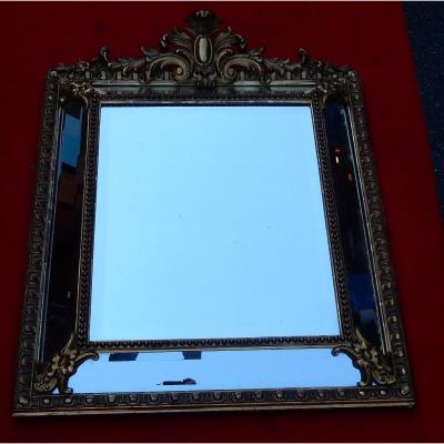 1880 ′ Regency Style Mirror With Parecloses Shell Gilded With Gold 113 X 83 Cm