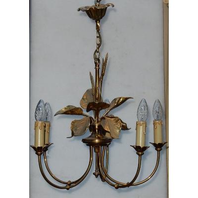 1970 'chandelier Aux Plantins Style Maison Jansen