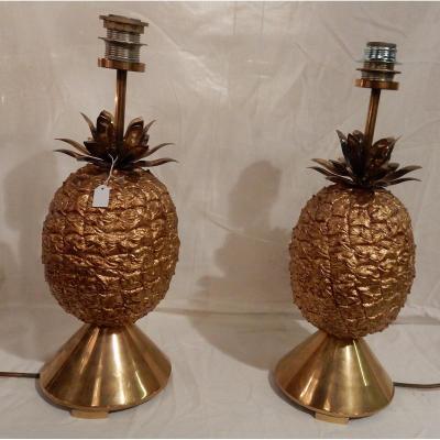 1970′ Paire De Lampes Ananas