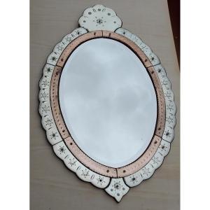 1950/70 'oval Venetian Mirror 2 Colors 112 X 72 Cm