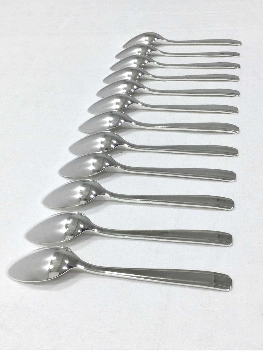12 Mocha Spoons In Silver Metal-photo-4
