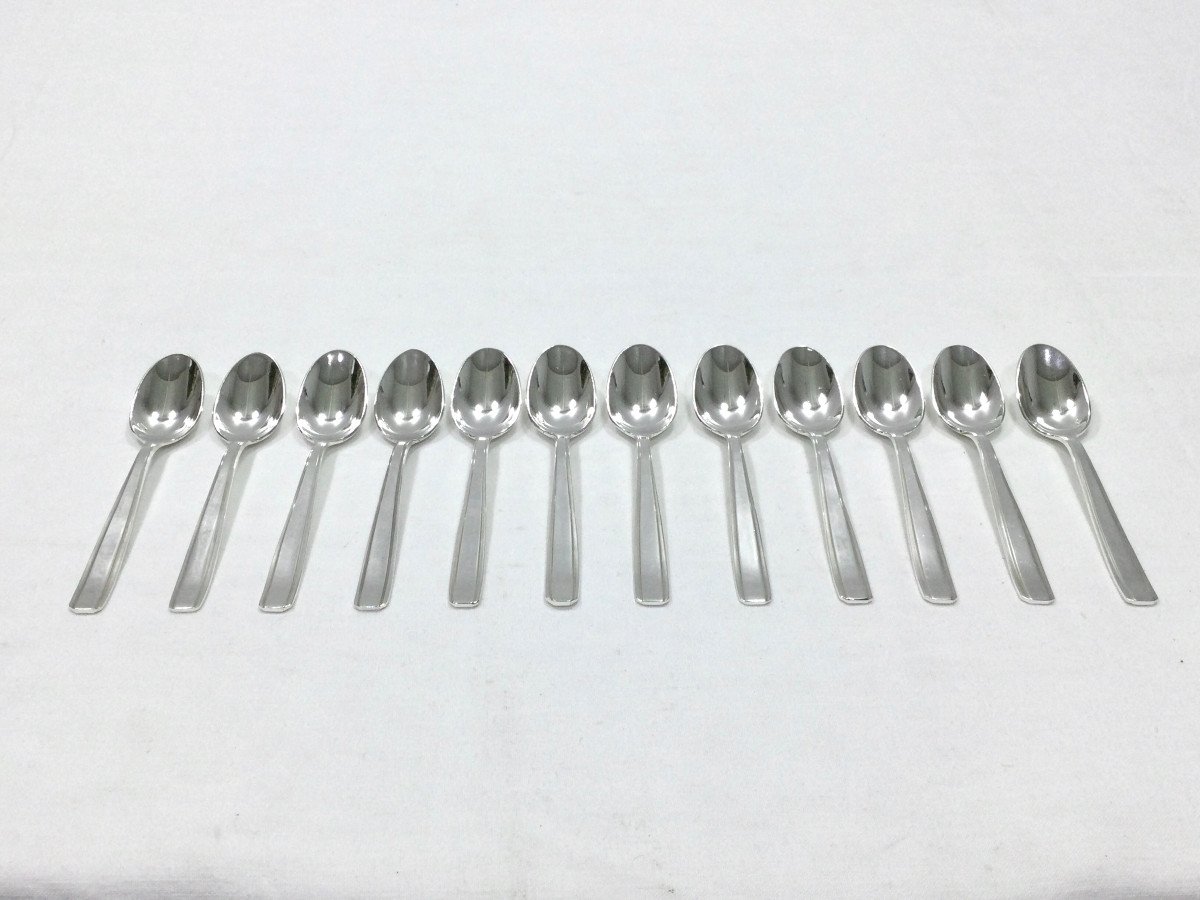 12 Mocha Spoons In Silver Metal