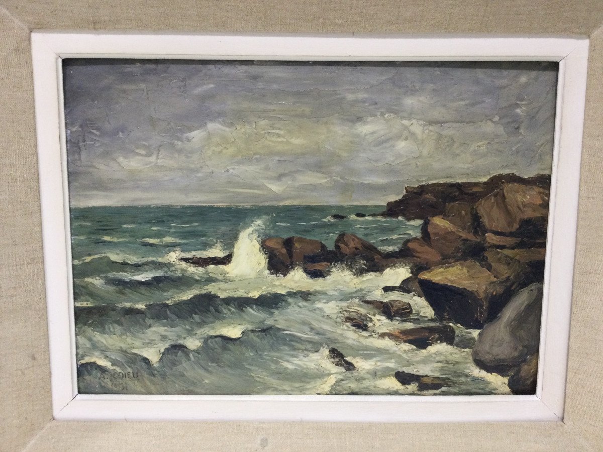 A. Ledieu - Oil "seascape"-photo-4