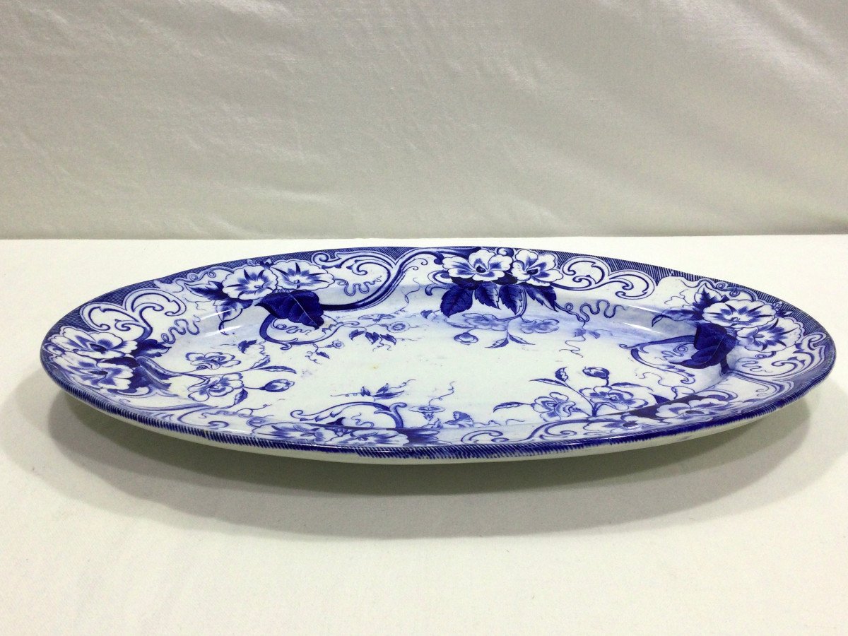 Creil Et Montereau - Oval Earthenware Dish Model Flora-photo-3