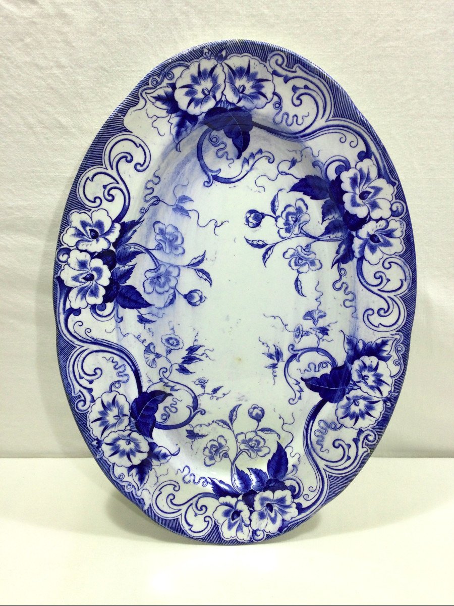 Creil Et Montereau - Oval Earthenware Dish Model Flora-photo-3