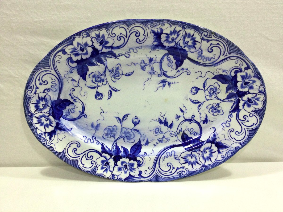 Creil Et Montereau - Oval Earthenware Dish Model Flora-photo-4