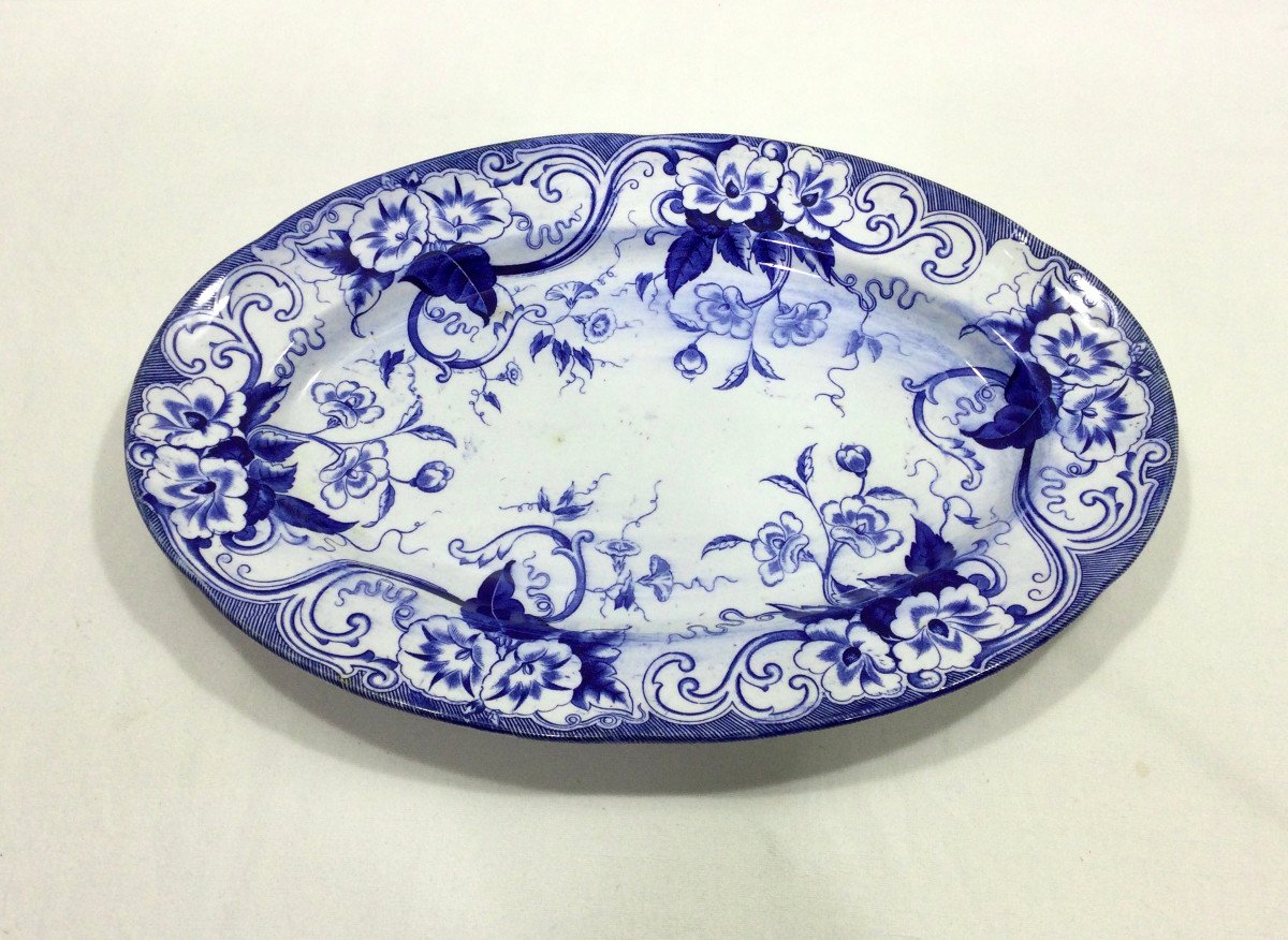 Creil Et Montereau - Oval Earthenware Dish Model Flora