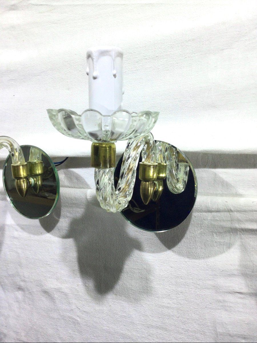 Pair Of Glass And Mirror Sconces-photo-2