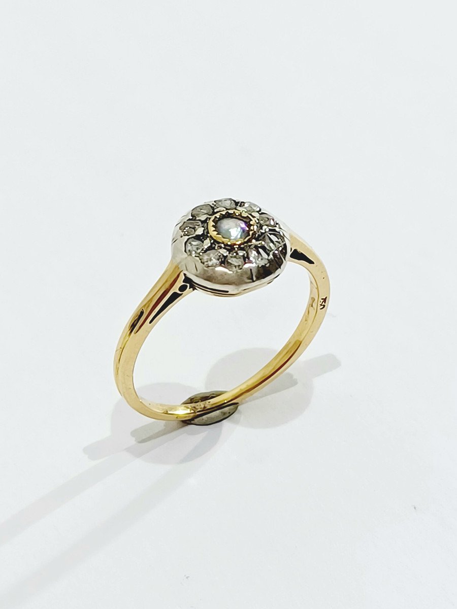 Gold Silver Diamonds And Pearls Ring