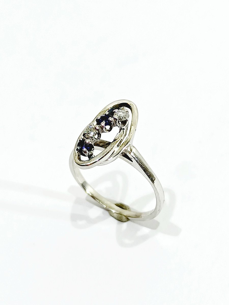 White Gold Diamond Sapphire Ring-photo-2