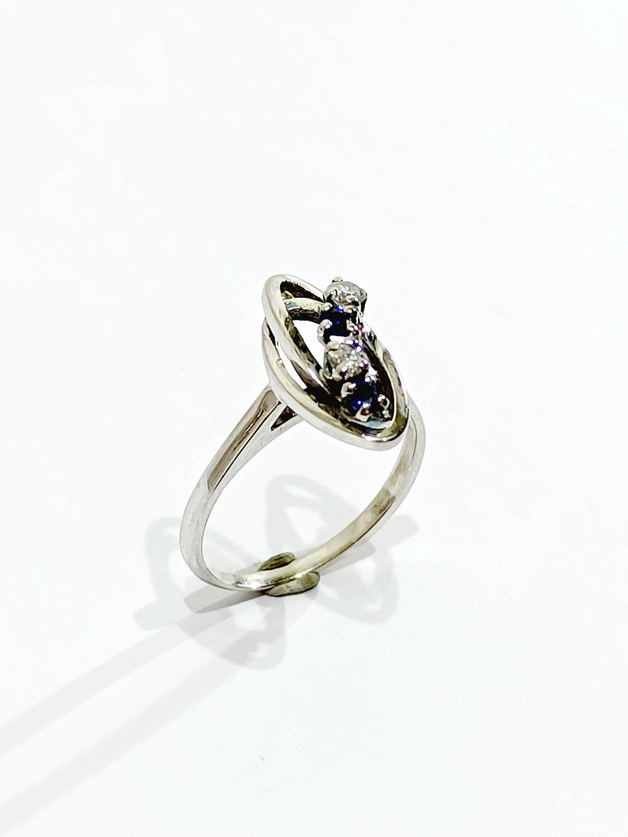 White Gold Diamond Sapphire Ring-photo-4