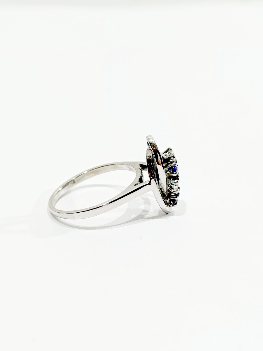 White Gold Diamond Sapphire Ring-photo-4