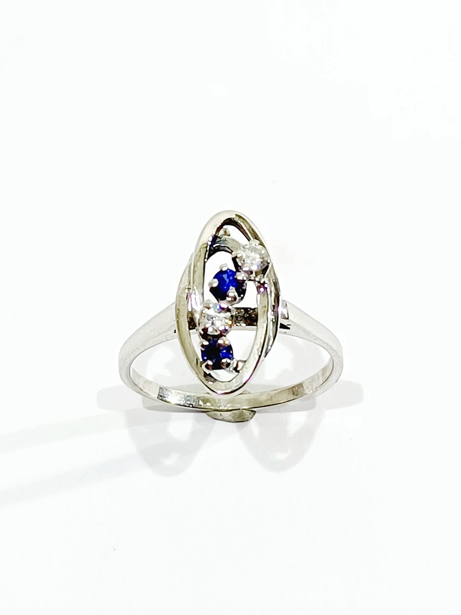 White Gold Diamond Sapphire Ring