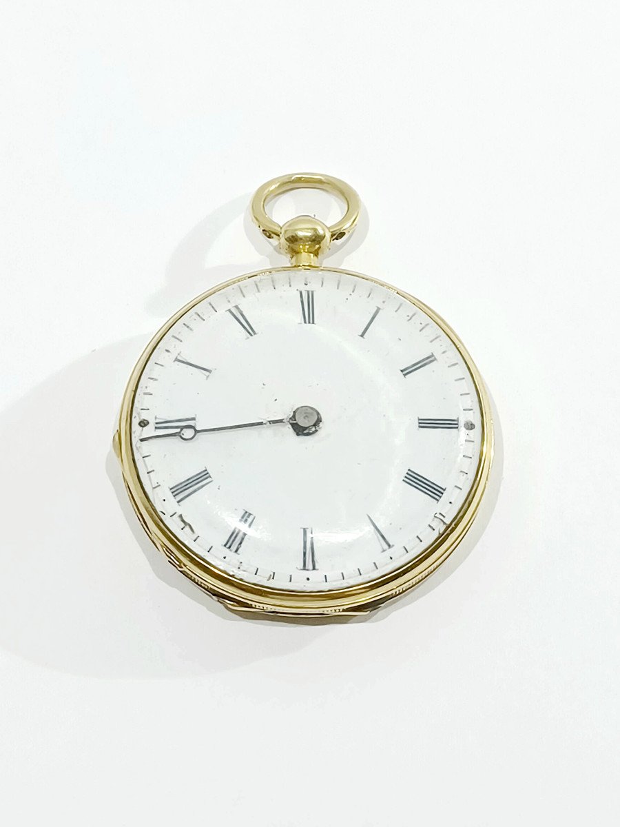 Women's Pocket Watch In Gold, Enamel And Diamonds-photo-8