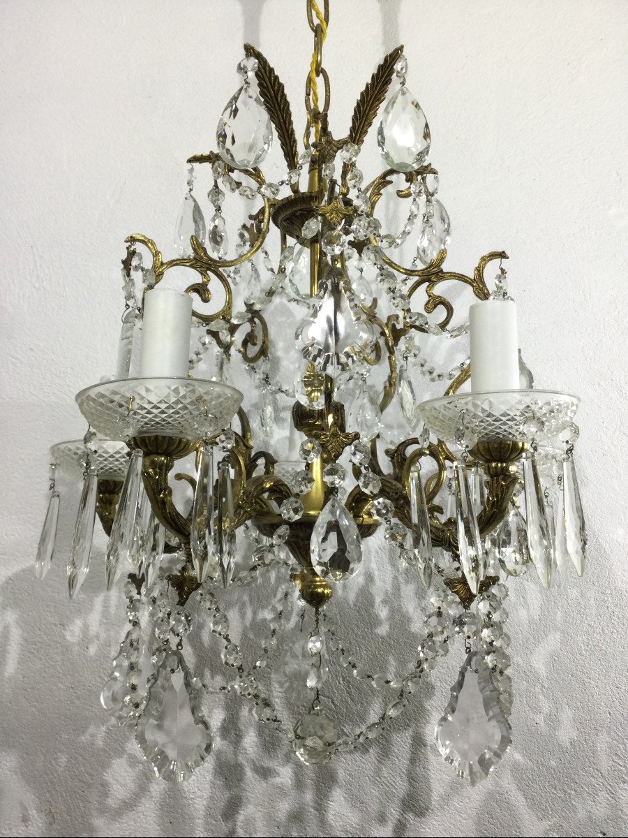 5 Light Bronze And Crystal Chandelier-photo-5