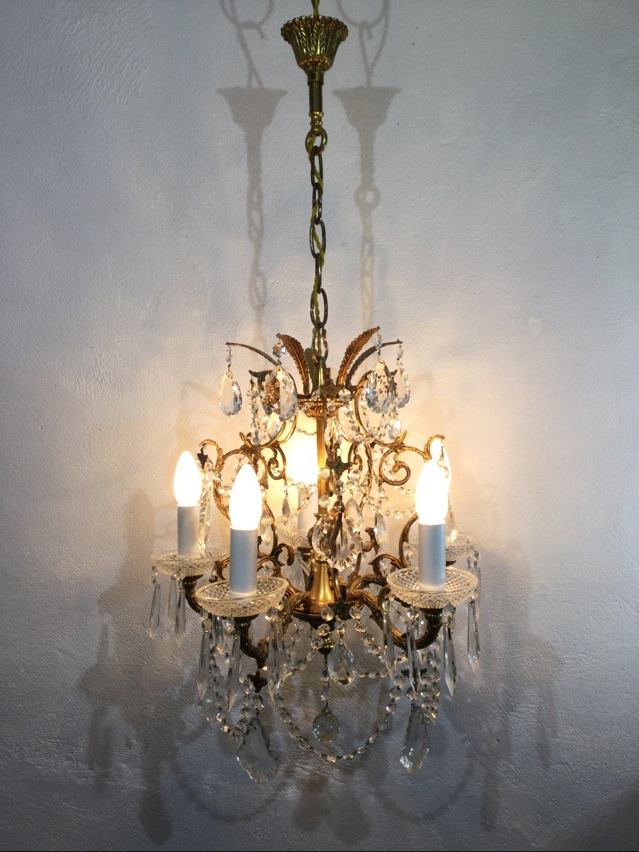 5 Light Bronze And Crystal Chandelier-photo-6