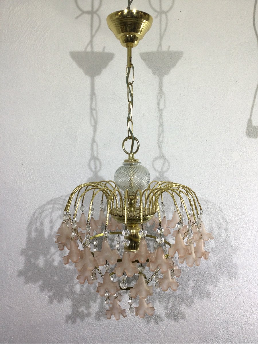 Pink Flowers Tassel Chandelier-photo-2