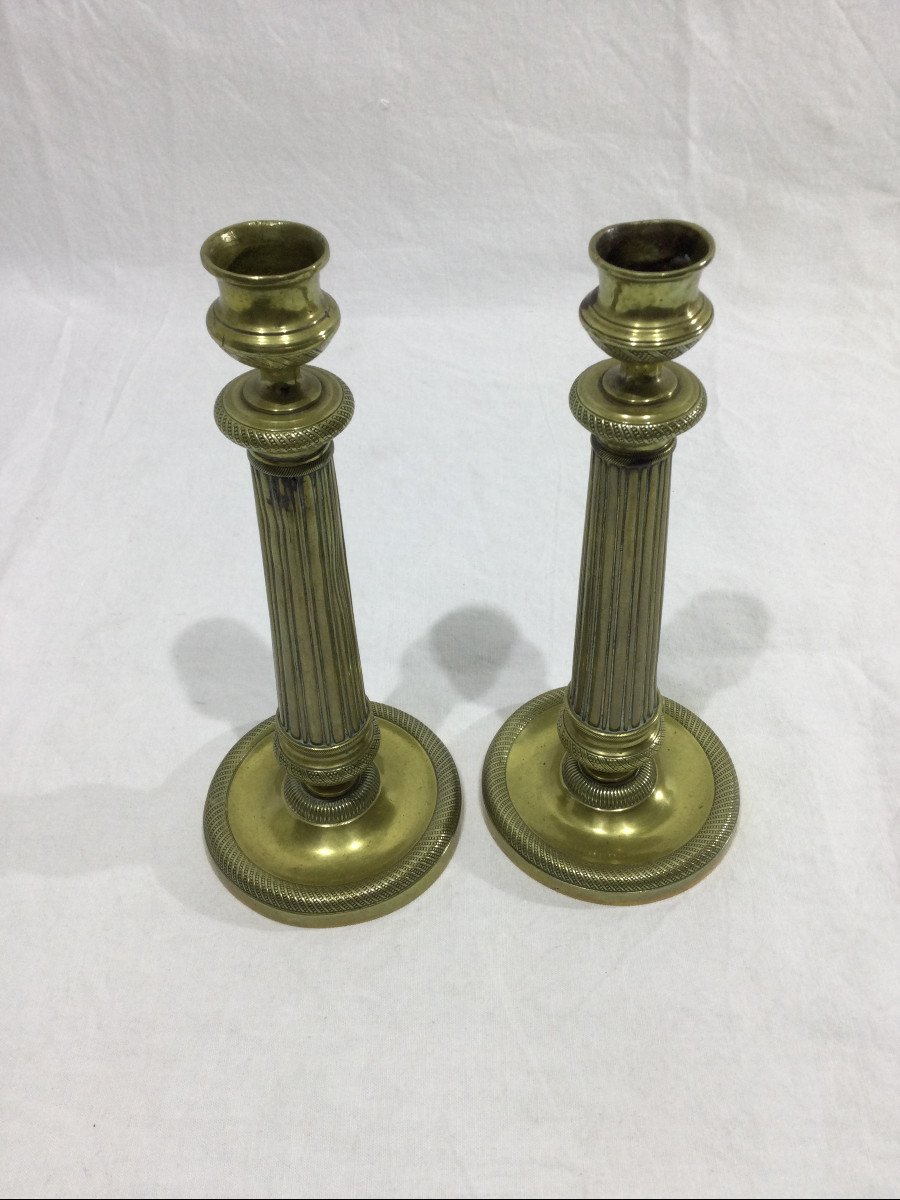 Pair Of Bronze Candlesticks-photo-2