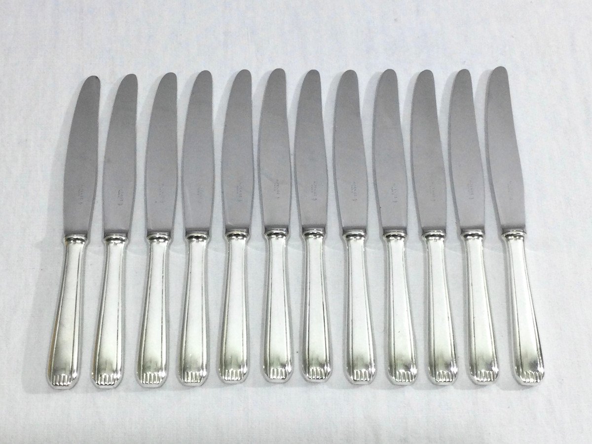 Christofle - Alfenide Silver Metal Knives-photo-3