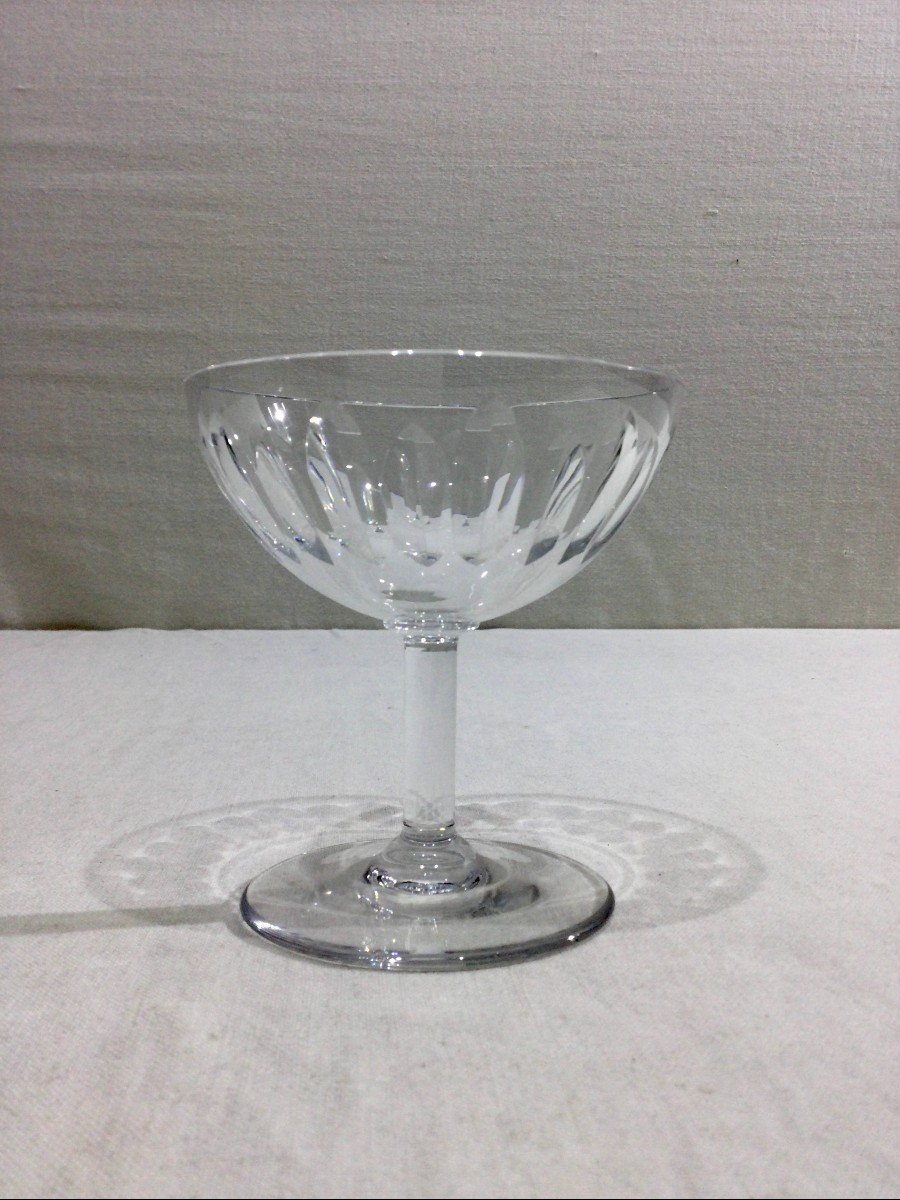 Baccarat – 8 Baccarat Crystal Champagne Glasses Casino Model-photo-2