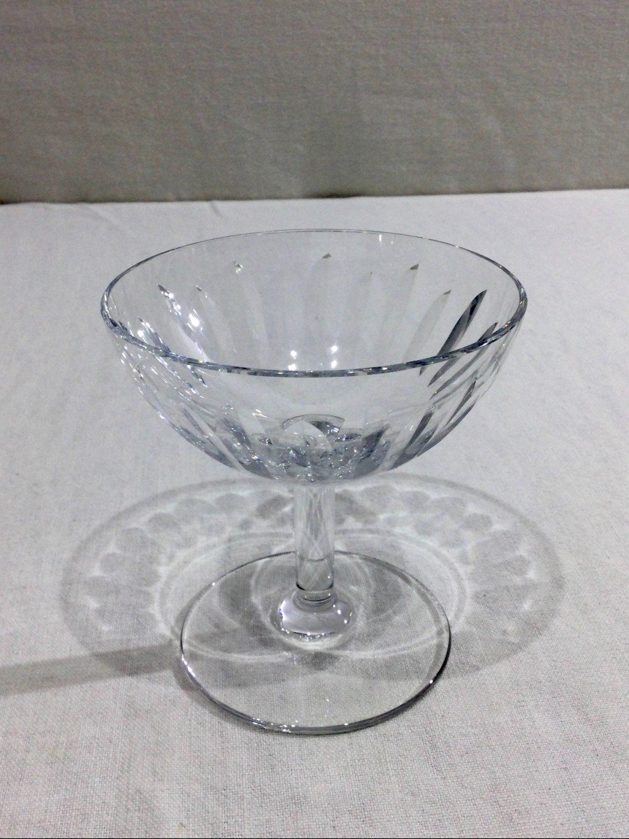 Baccarat – 8 Baccarat Crystal Champagne Glasses Casino Model-photo-3