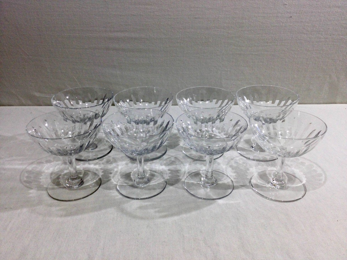 Baccarat – 8 Baccarat Crystal Champagne Glasses Casino Model