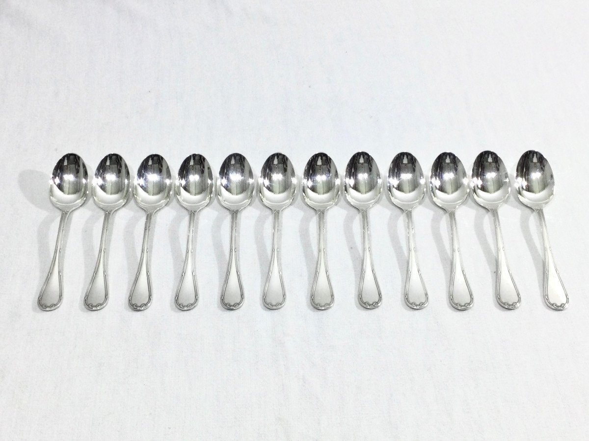 Christofle - Cutlery Set 61 Pieces Crossed Ribbons Silver Metal-photo-6