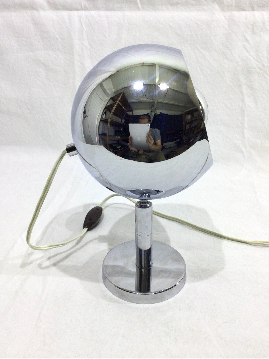 Eyeball Chrome Metal Desk Lamp-photo-2