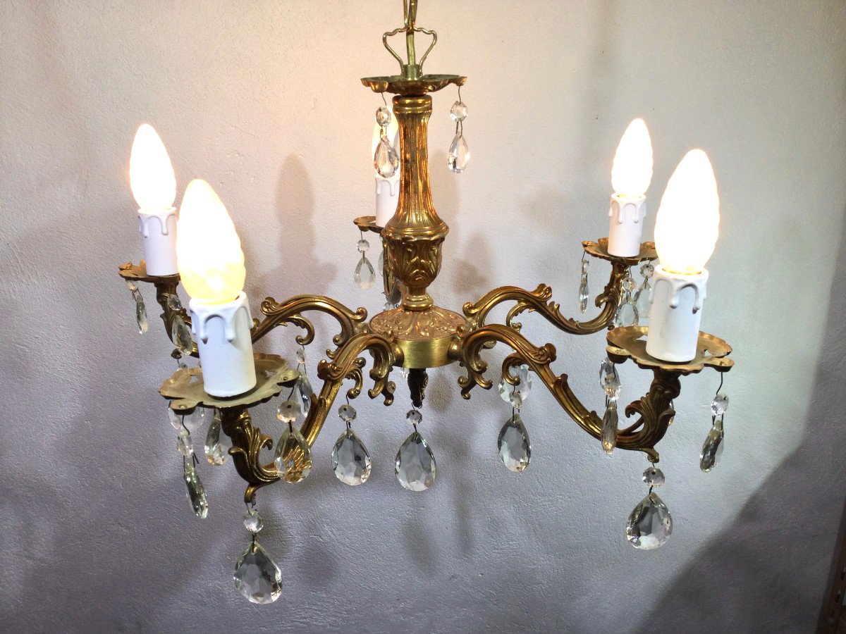 5 Light Chandelier In Bronze And Tassels-photo-2