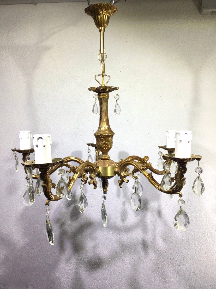 5 Light Chandelier In Bronze And Tassels-photo-4