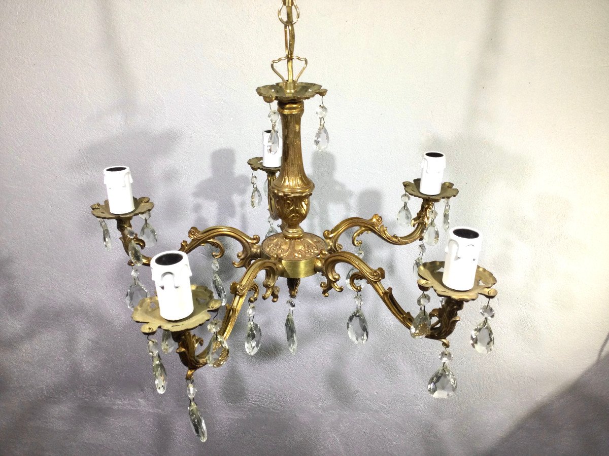 5 Light Chandelier In Bronze And Tassels-photo-1