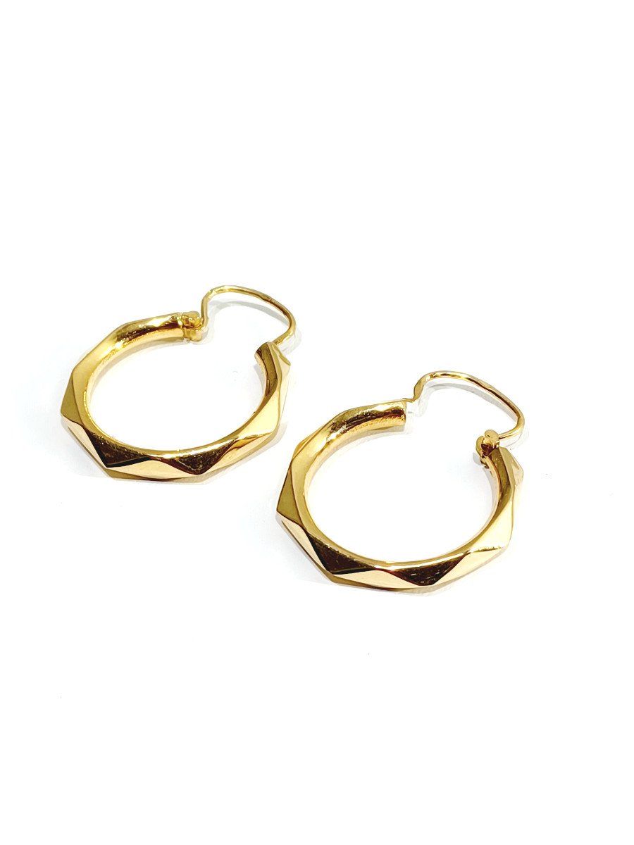 Pair Of Gold Creole Earrings-photo-2