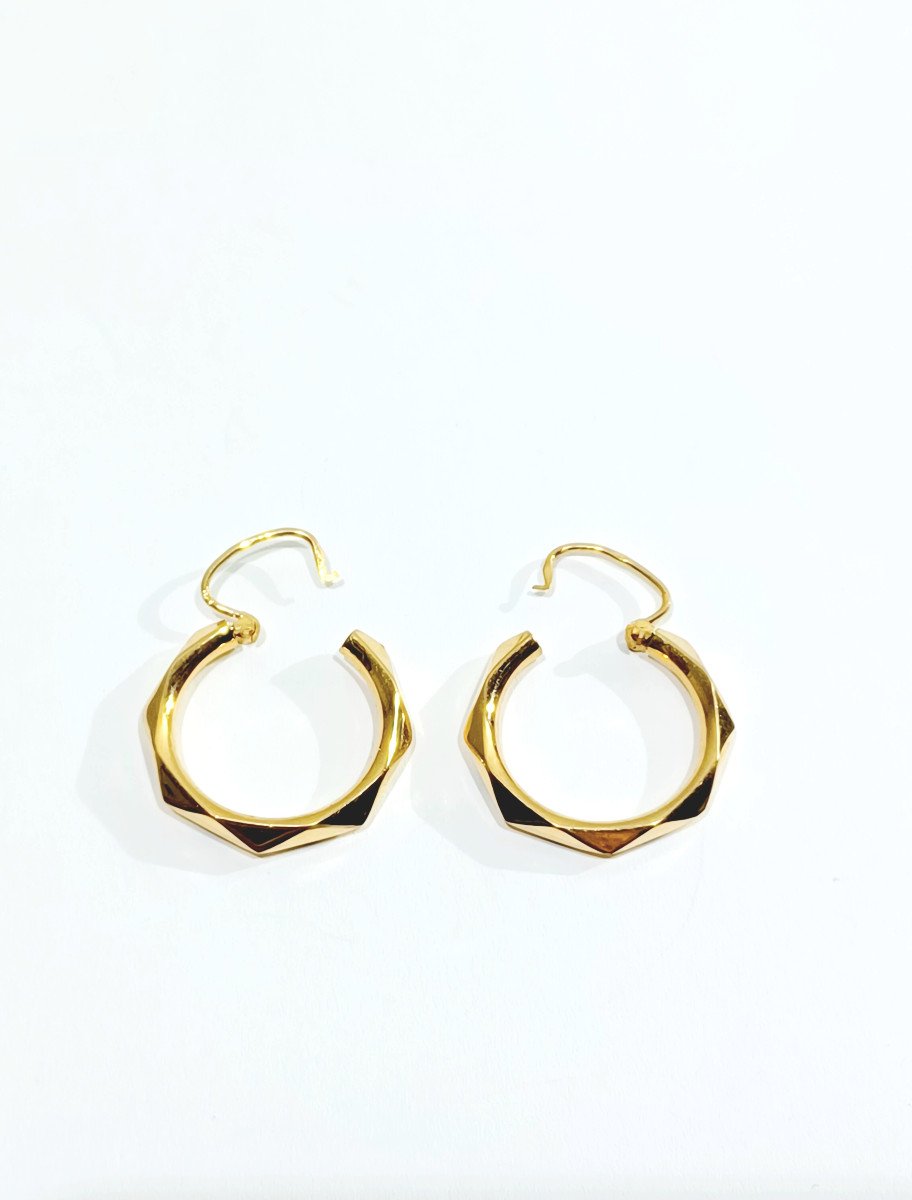 Pair Of Gold Creole Earrings-photo-2