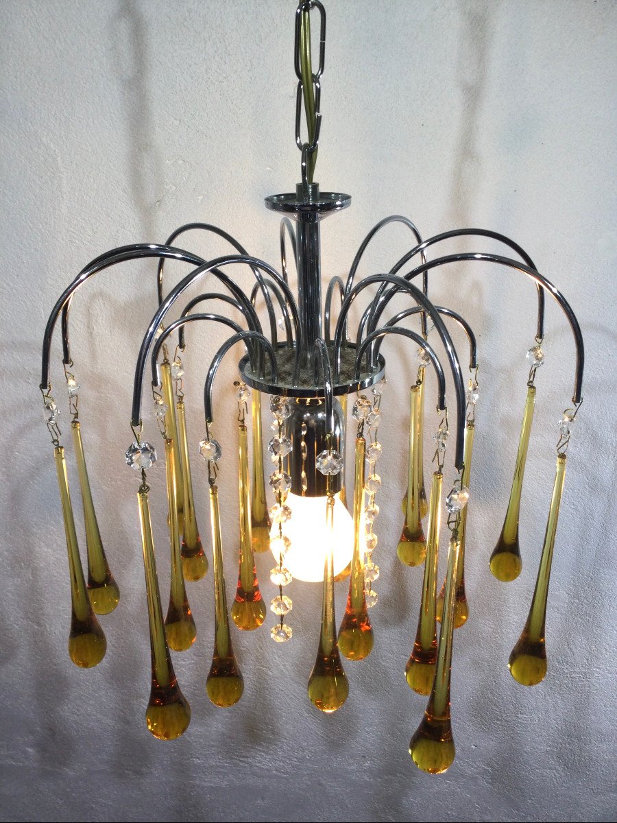 Lustre Murano Gouttes En Cristal Ambre 