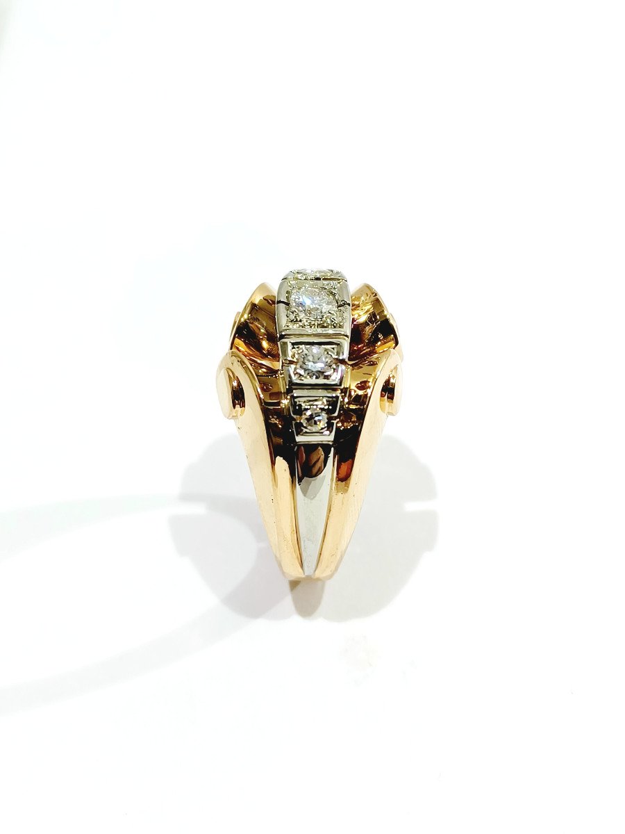 Gold And Diamond Tank Ring -photo-3