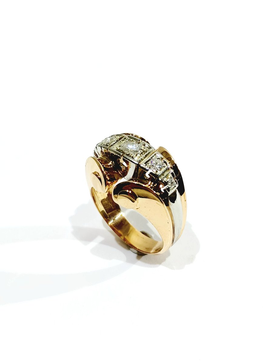 Gold And Diamond Tank Ring -photo-4