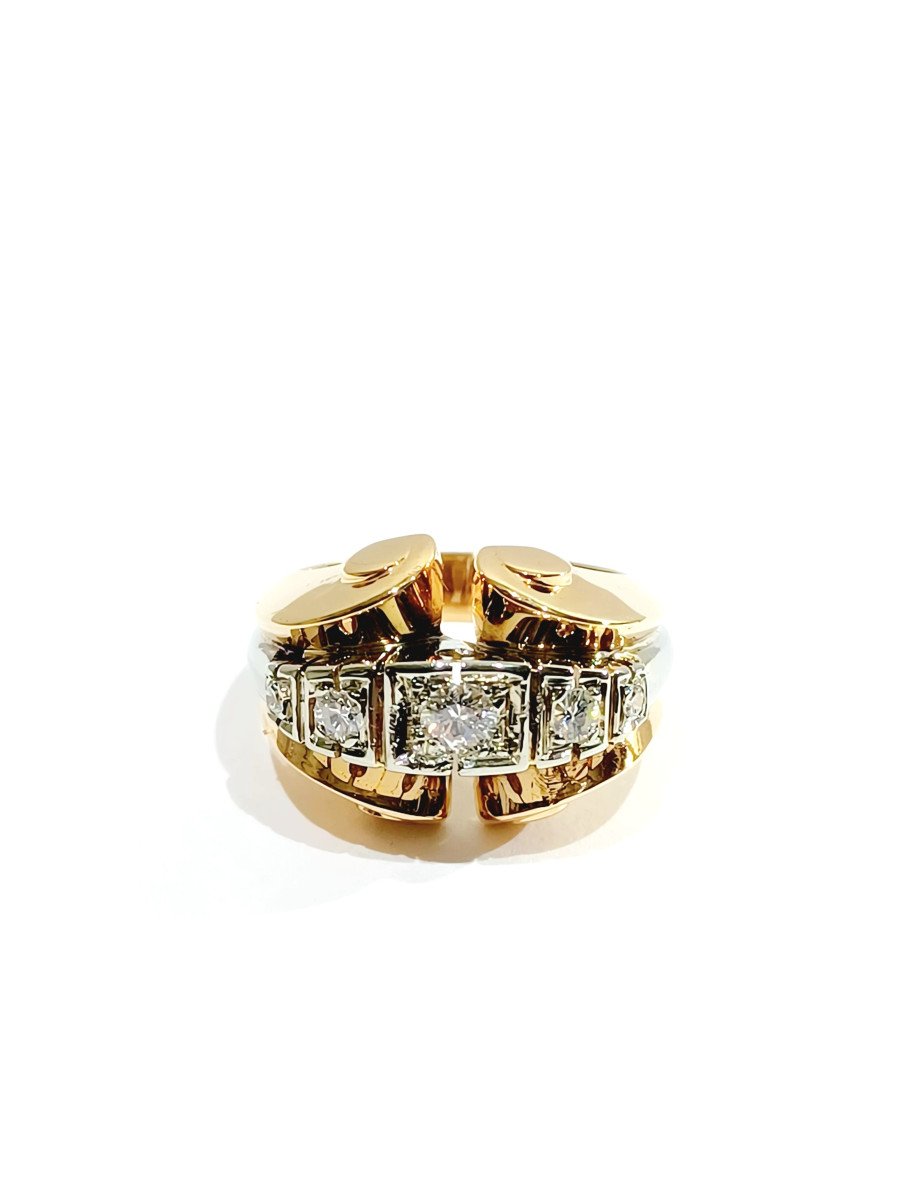 Gold And Diamond Tank Ring -photo-1