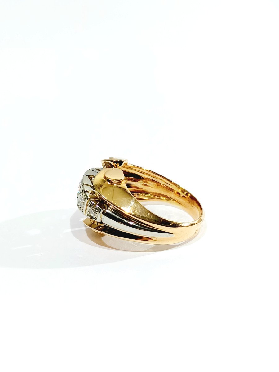 Gold And Diamond Tank Ring -photo-2