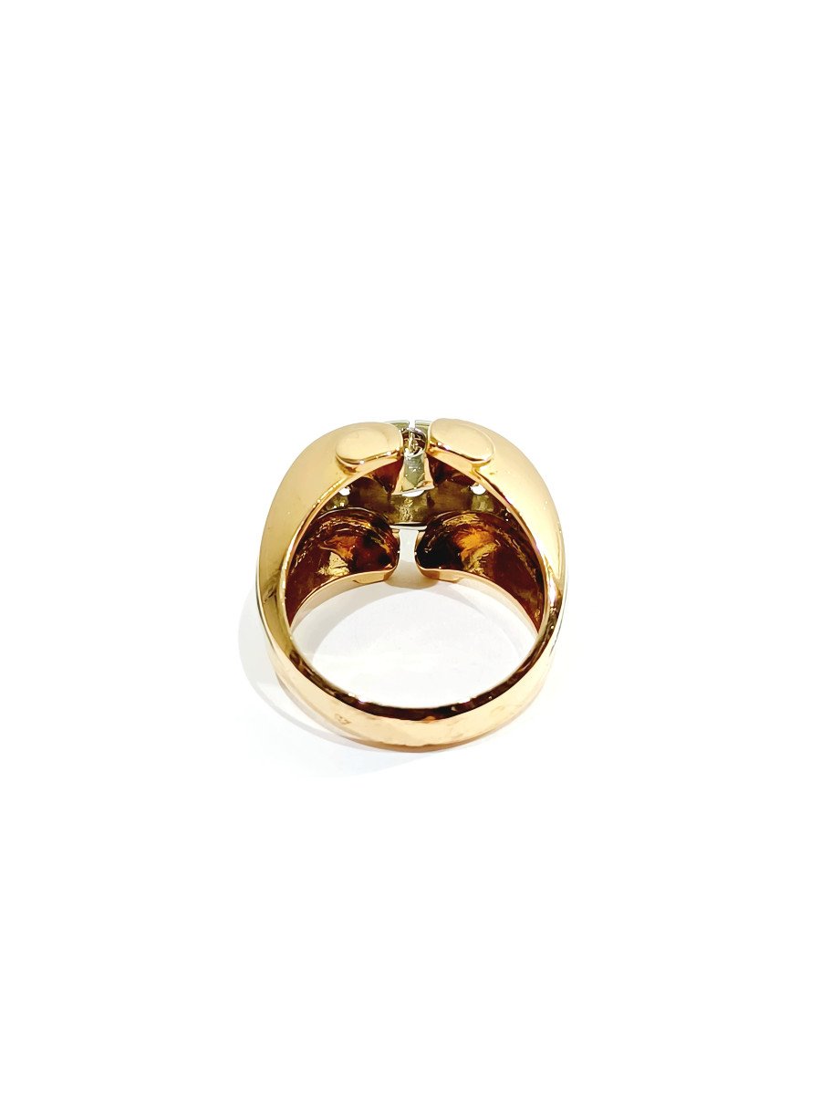 Gold And Diamond Tank Ring -photo-3