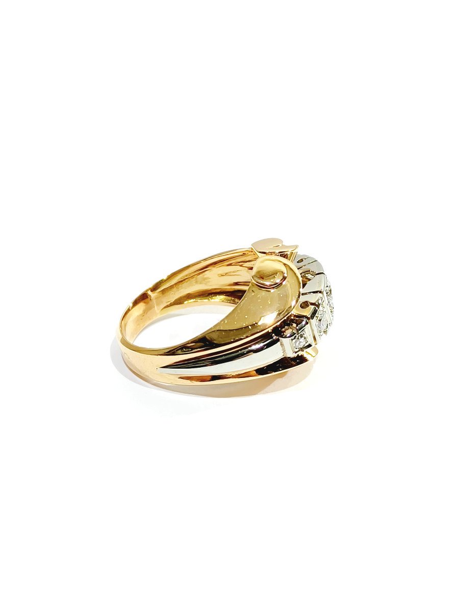 Gold And Diamond Tank Ring -photo-4